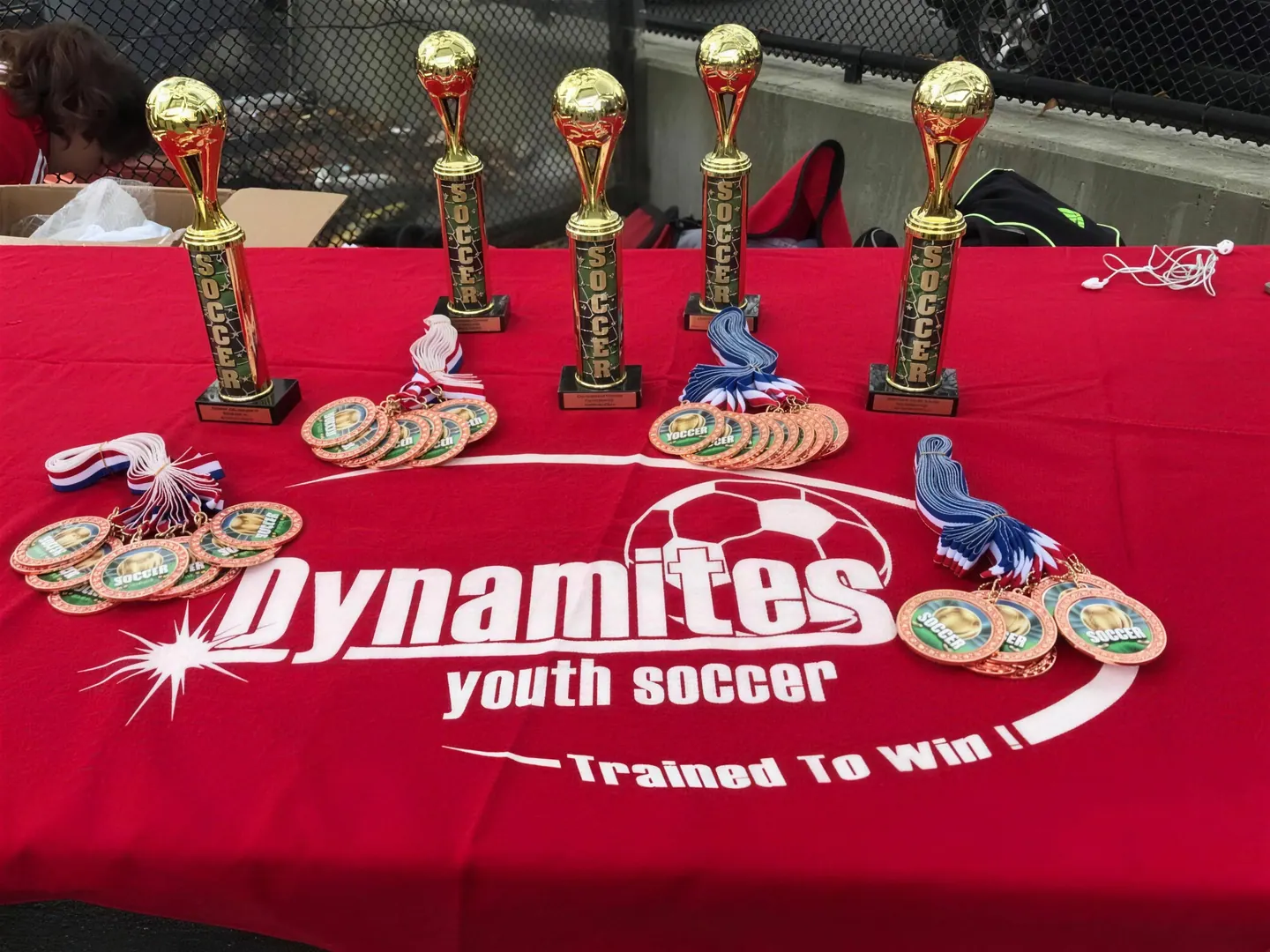 Trophies and medals on the club’s table